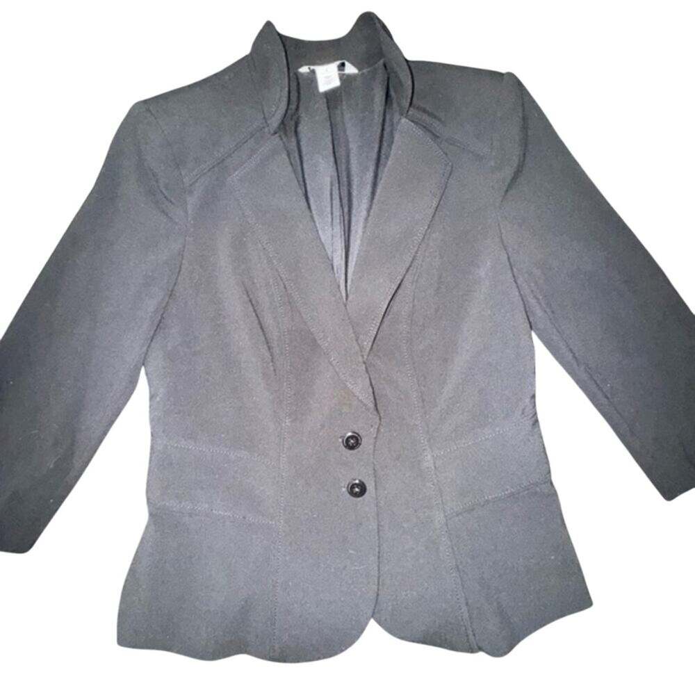 UEC White House Black Market Black Blazer ROUNDED HIGH COLLAR TAPERED WAIST SZ 6